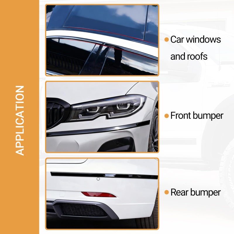 PACIXU Universal Glossy Black Body Side Molding Trim, Self Adhesive Protection for Cars/Trucks/Vans Body Door Window Bumper and More, W:1inch; L:20Feet - Image 5